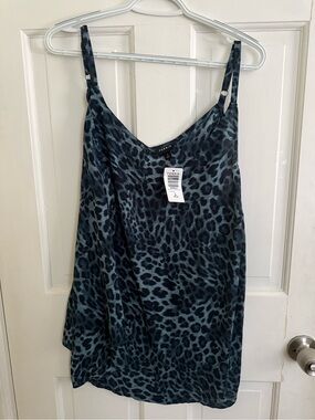 Torrid Blue-Black Leopard Satin Cami size 2 NWT